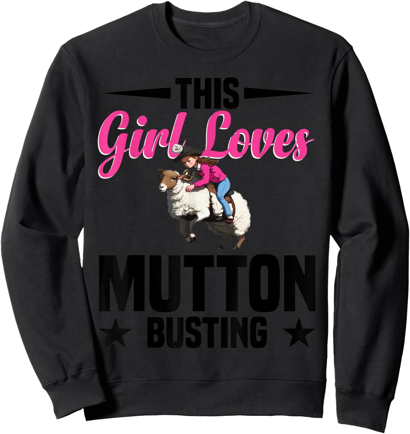 Mutton Busting Vest Rodeo for Girls Mutton Buster Sweatshirt - Sweatshirt | Black