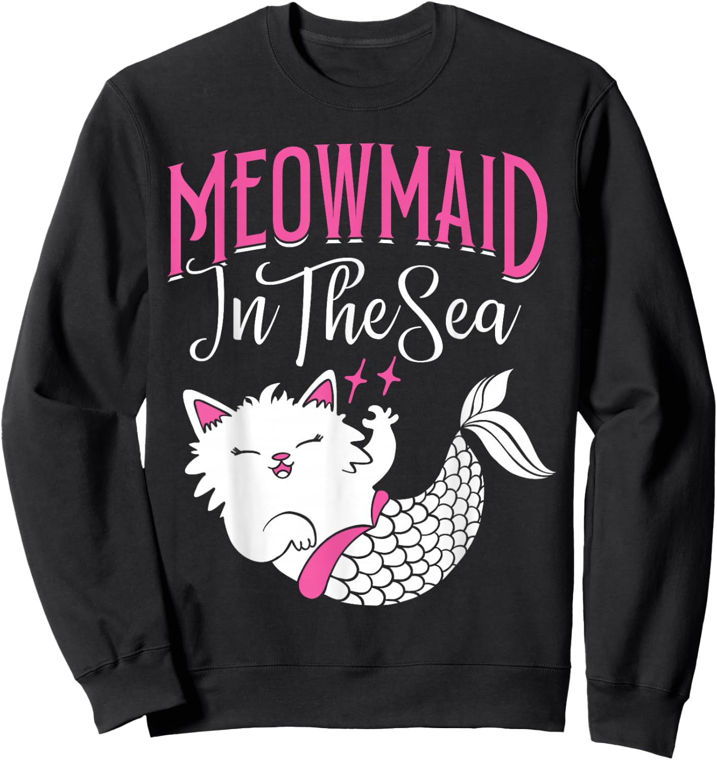 Mercat Meowmaid in the Sea Mermaid Cat Sweatshirt - Sweatshirt | Black