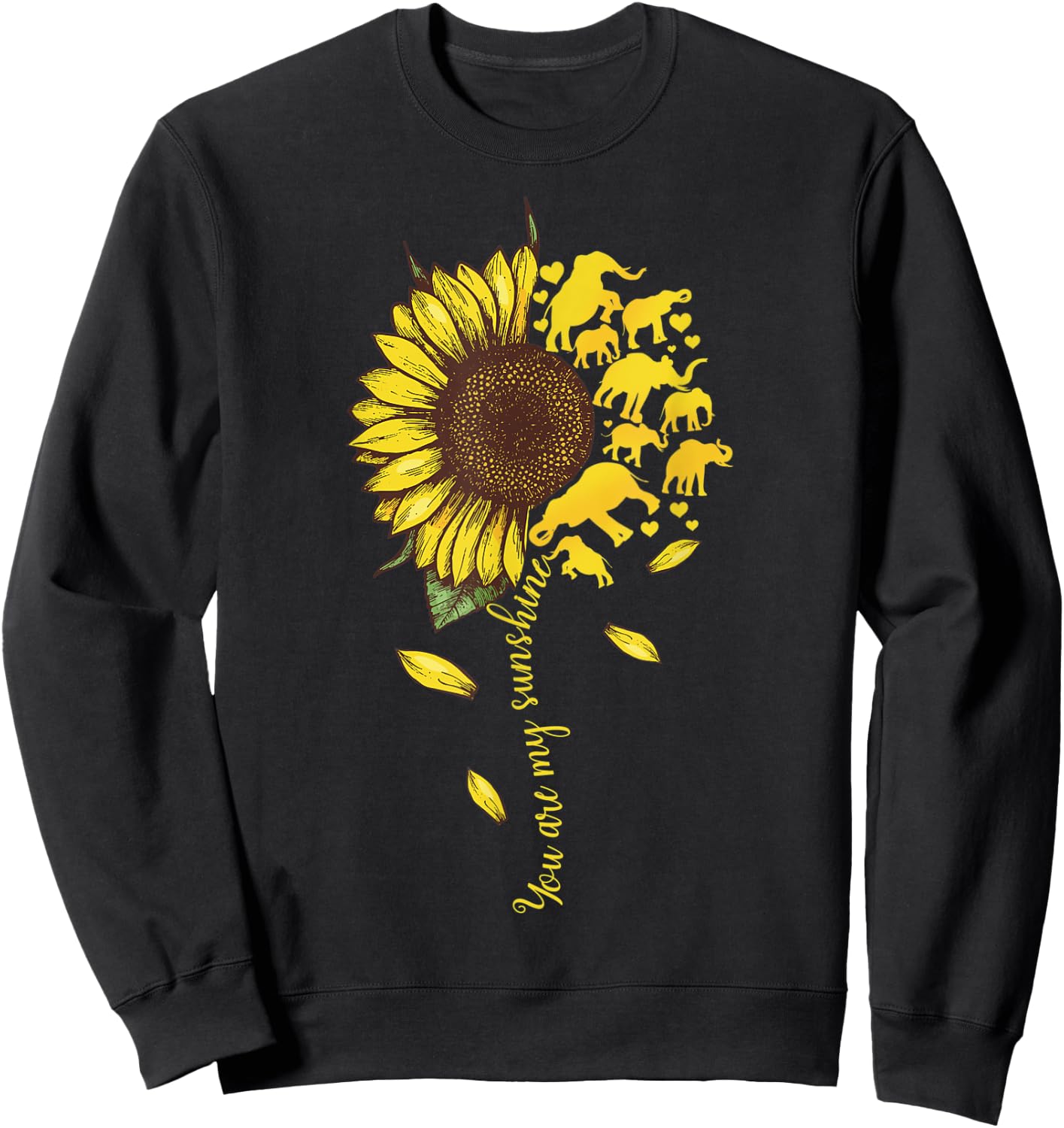 My Sunshine Elephant Sunflower Funny Gifts Men Women Girls Sweatshirt - Sweatshirt | Black