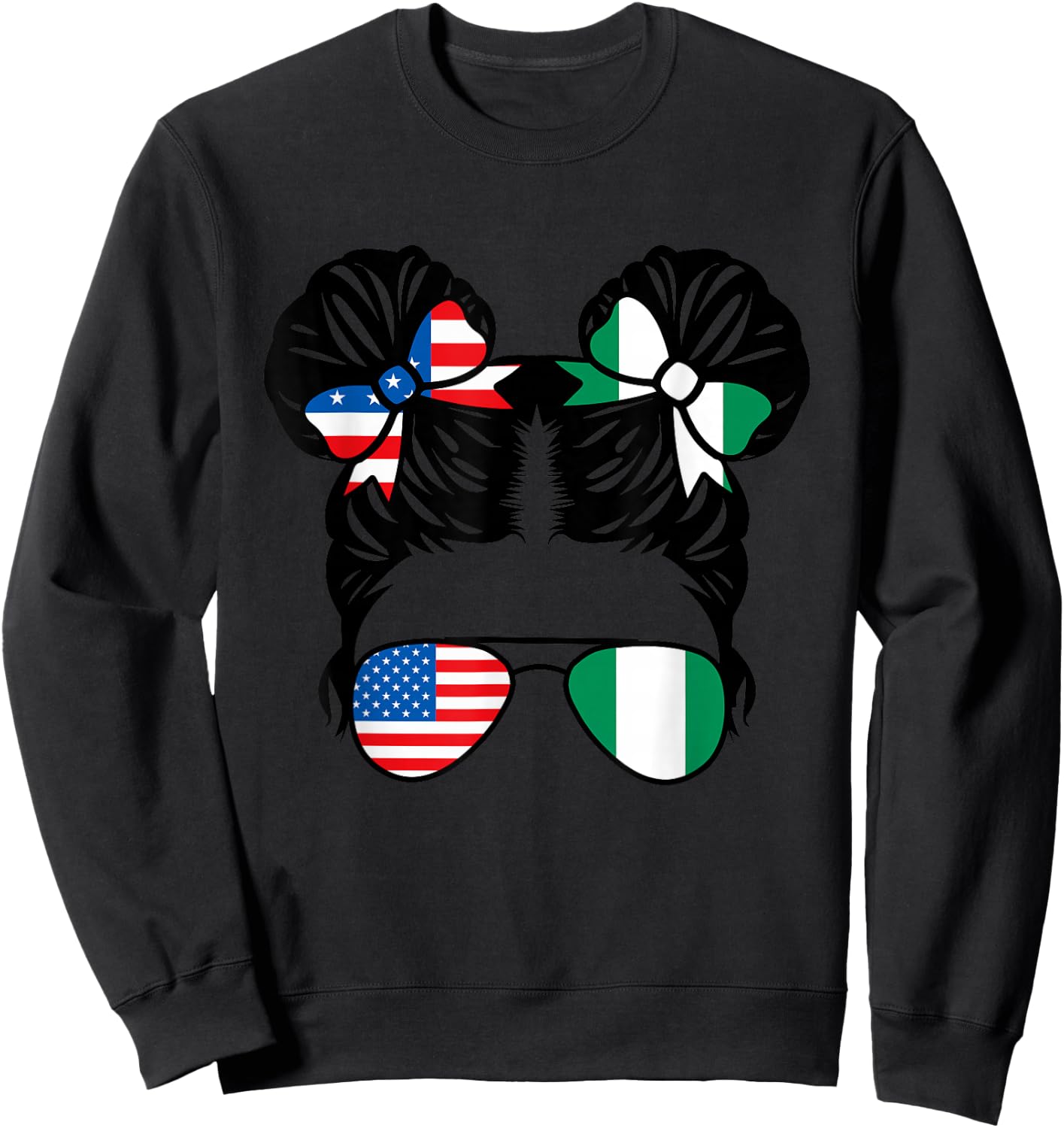 Half American Half Nigerian Girl USA Nigeria Flag Patriot Sweatshirt - Sweatshirt | Black