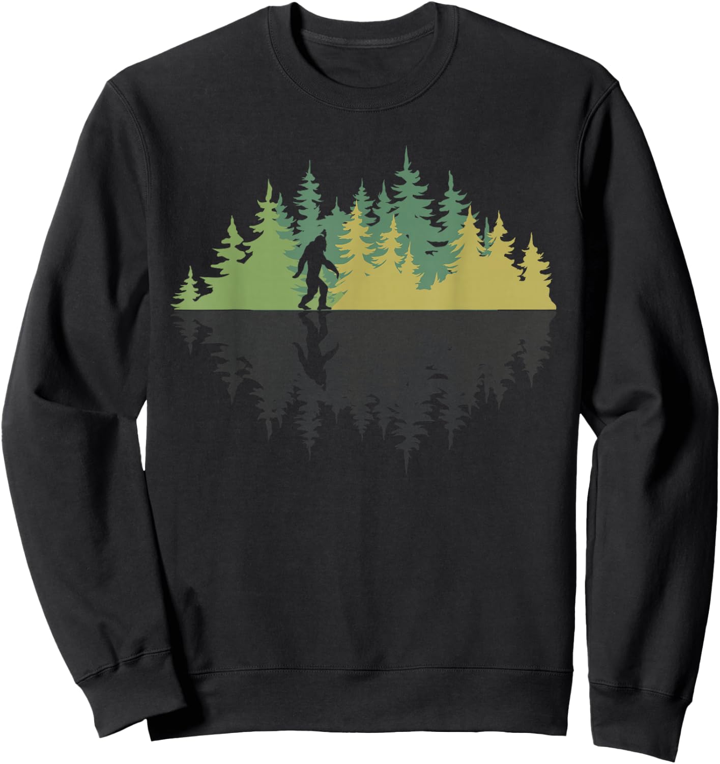 Reflection Forest Trees Sasquatch Conspiracy Yeti Bigfoot Sweatshirt - Sweatshirt | Black