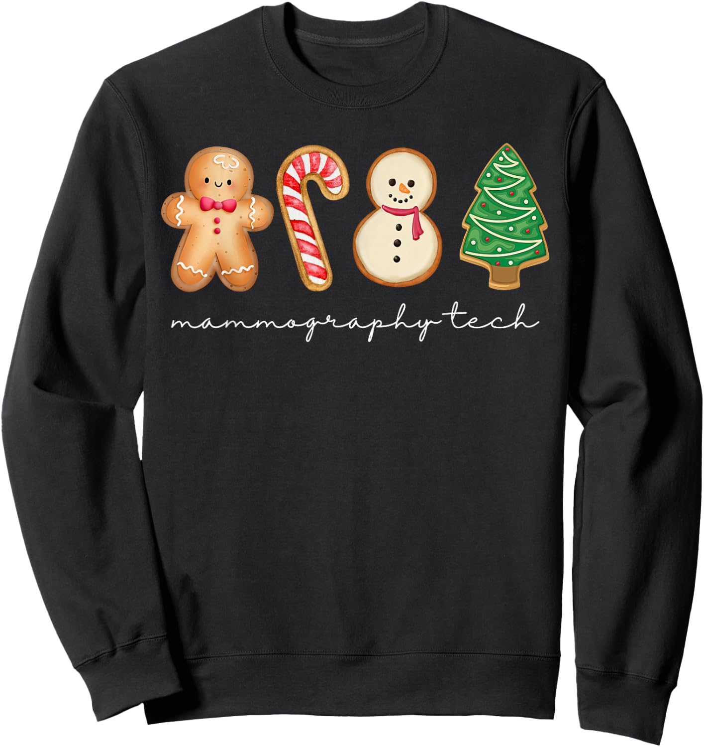 Mammography Tech Mammo Technologist Mammogram Christmas Sweatshirt - Sweatshirt | Black