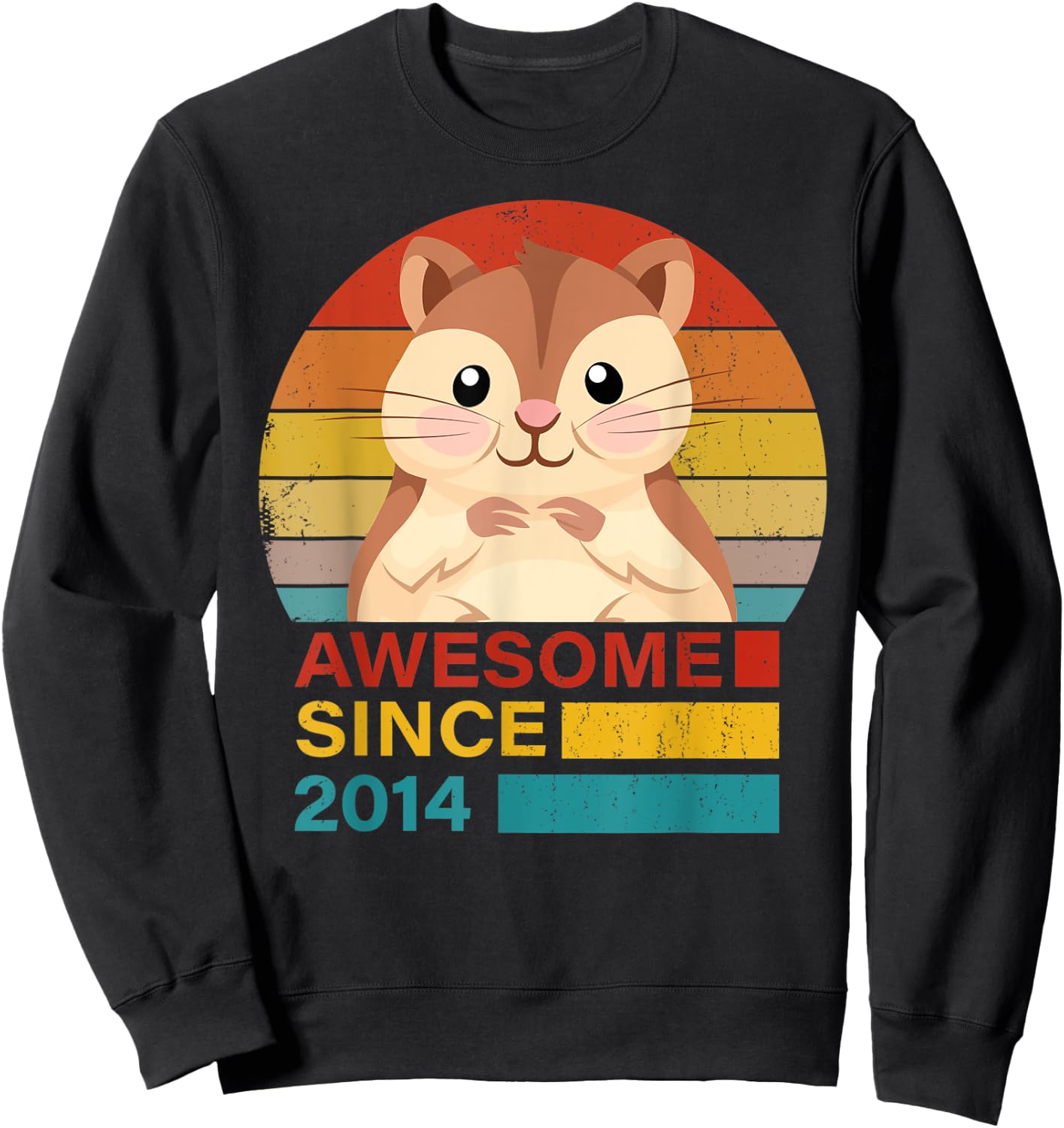 Hamster 2014 Birthday Funny Vintage Hamster Retro Sunset Dad Sweatshirt - Sweatshirt | Black