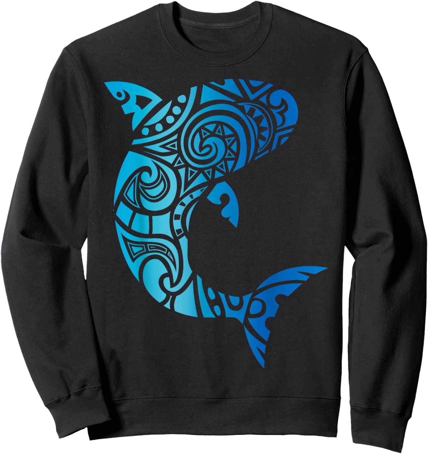Tribal Style Hawaii Mano Shark Lover Week Beach Gift Sweatshirt - Sweatshirt | Black