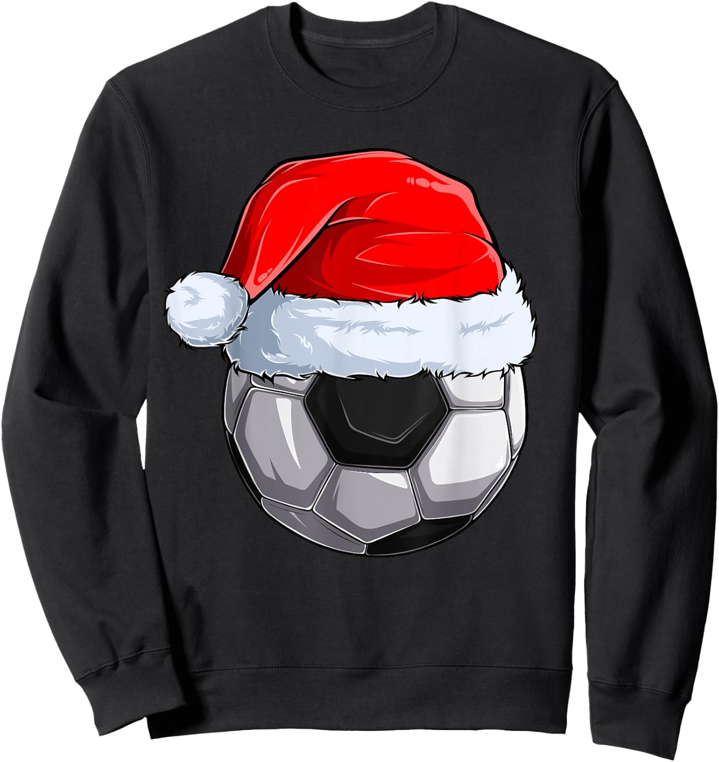 Soccer Ball Santa Hat Christmas Pajama Cool Sport X-Mas Sweatshirt - Sweatshirt | Black