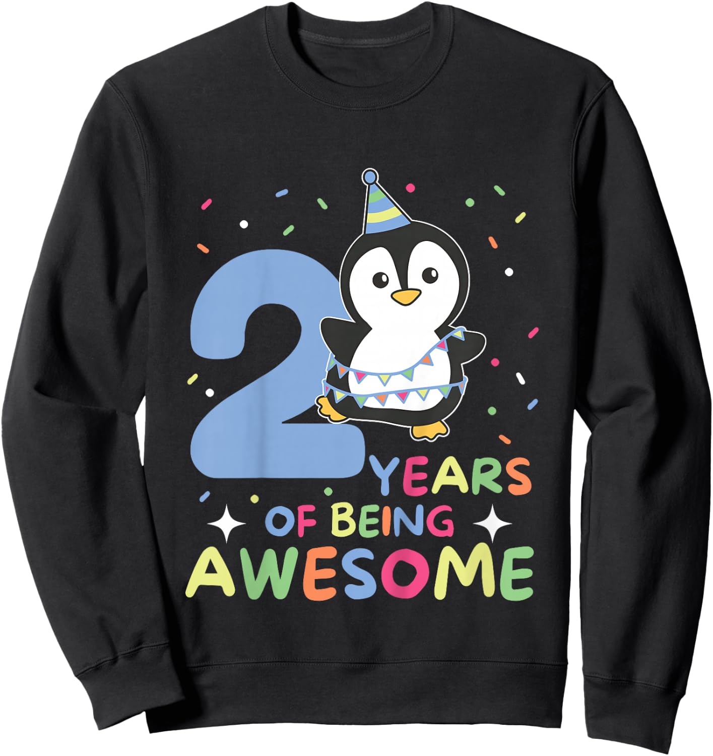 Penguin For The 2nd Birthday For Children Two Years Old Sweatshirt - Sweatshirt | Black