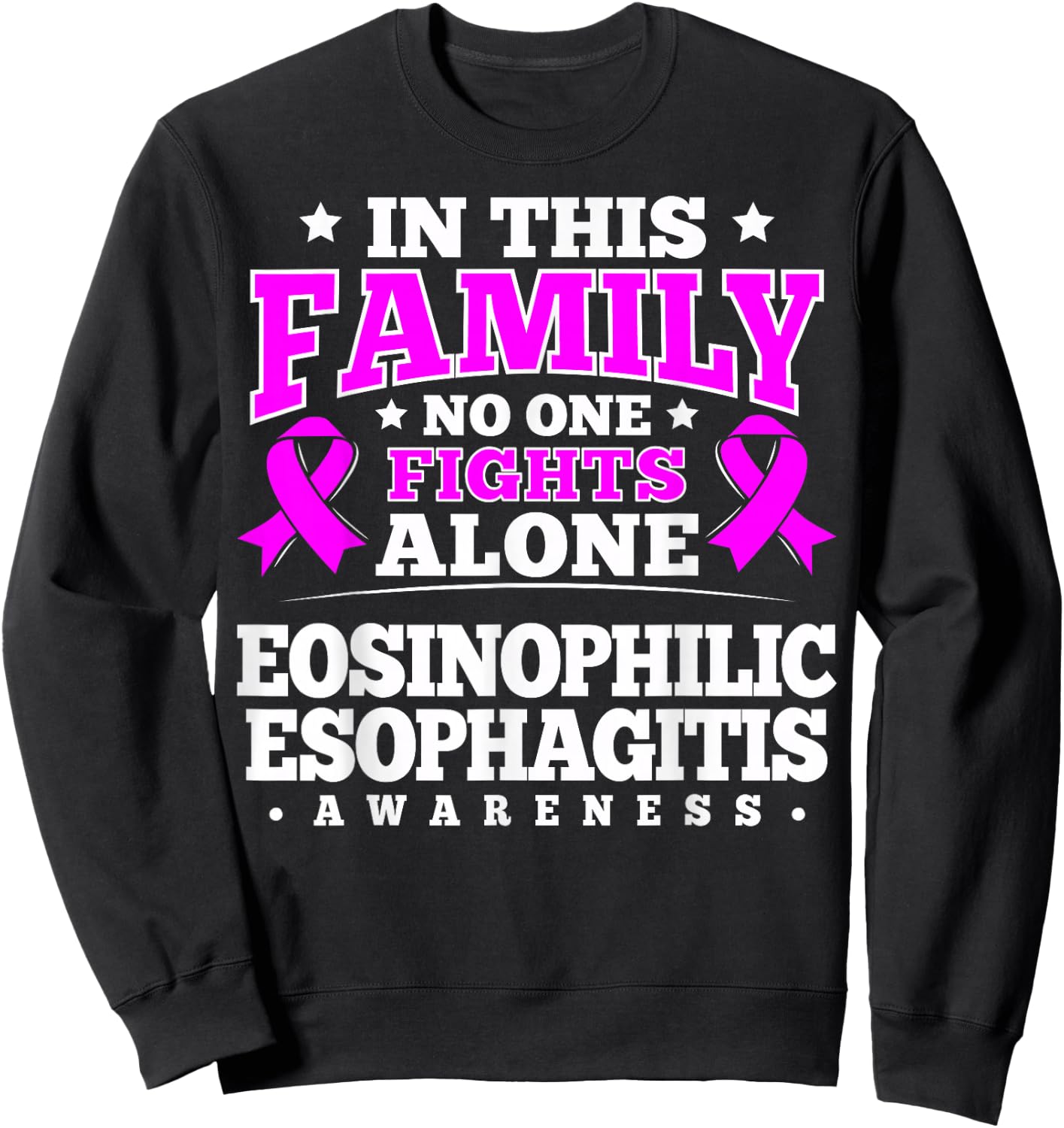 Eosinophilic Esophagitis Awareness Gift Magenta Ribbon Sweatshirt - Sweatshirt | Black