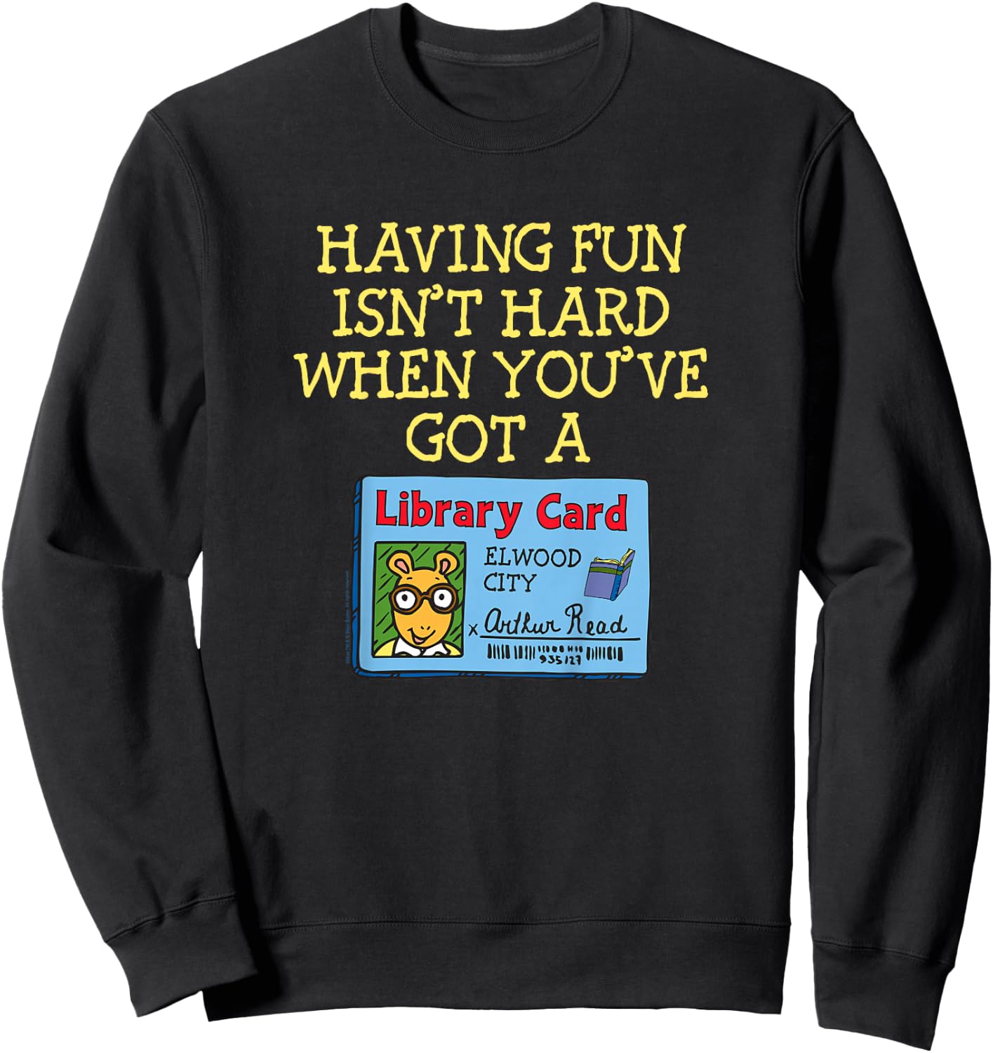 Kids Arthur Having Fun with a Library Card Cartoon Sweatshirt - Sweatshirt | Black