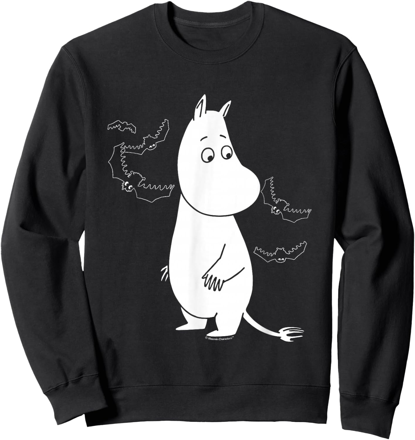 Moomin Moomintroll Surrounded by Scary Bats , Black, S Sweatshirt - Sweatshirt | Black