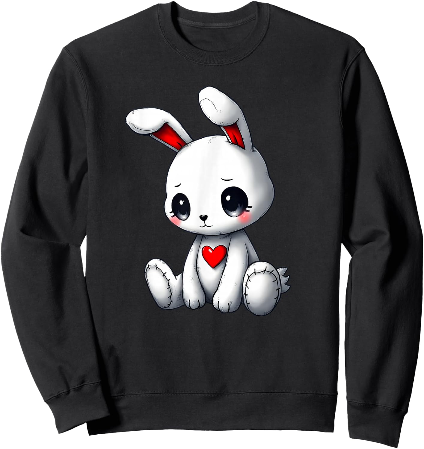 Sad Bunny Alt Girl Pastel Goth Kawaii Clothes Creepy Doll Sweatshirt - Sweatshirt | Black