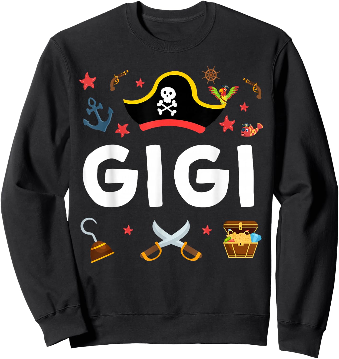 Pirate Gigi Pirate's Hat Matching Family Pirate Birthday Sweatshirt - Sweatshirt | Black