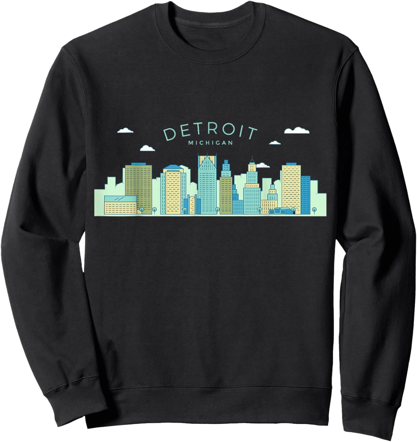 Detroit Skyline Michigan Pride Motor City Vintage Detroit Sweatshirt - Sweatshirt | Black