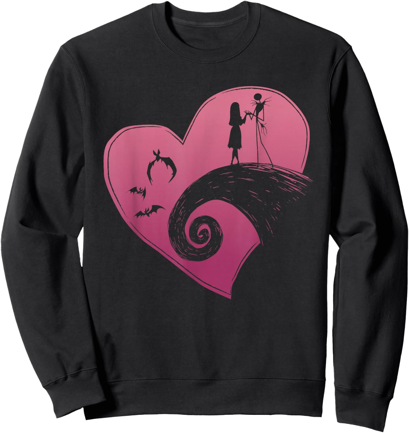 Disney The Nightmare Before Christmas Jack and Sally Heart Sweatshirt - Sweatshirt | Black