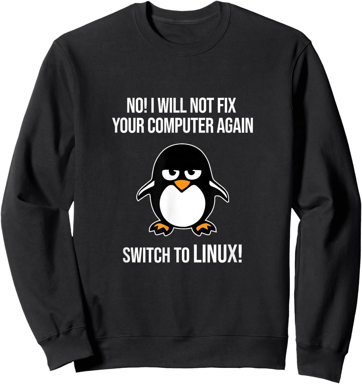 Swith zu Linux Wütend Tux Pinguin Linux Maskottchen Freiheit Sweatshirt - Sweatshirt | Black
