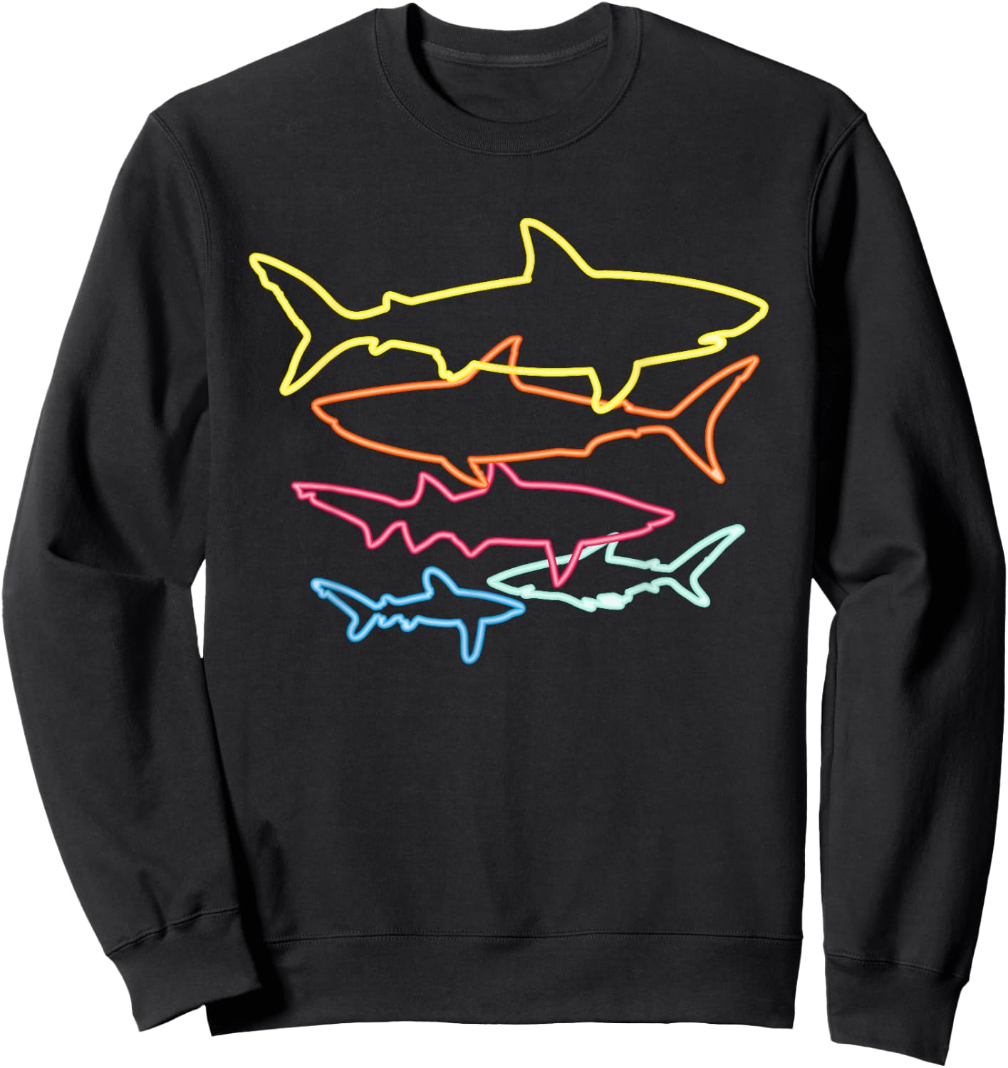 Retro 80s Shark Clothes Sharks Party Kids Women Men Shark Sweatshirt - Sweatshirt | Black