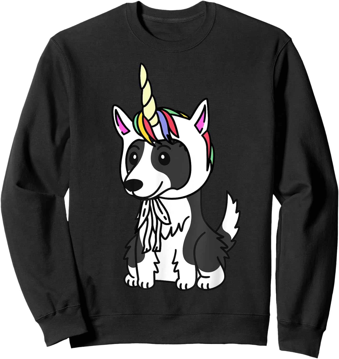 Unicorn Hat Border Collie Funny Dog Men Women Kids Sweatshirt - Sweatshirt | Black