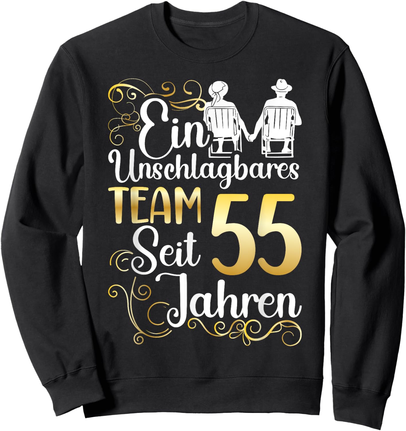 Platinhochzeit 55 Jahre Verheiratet Hochzeitstag Sweatshirt - Sweatshirt | Black