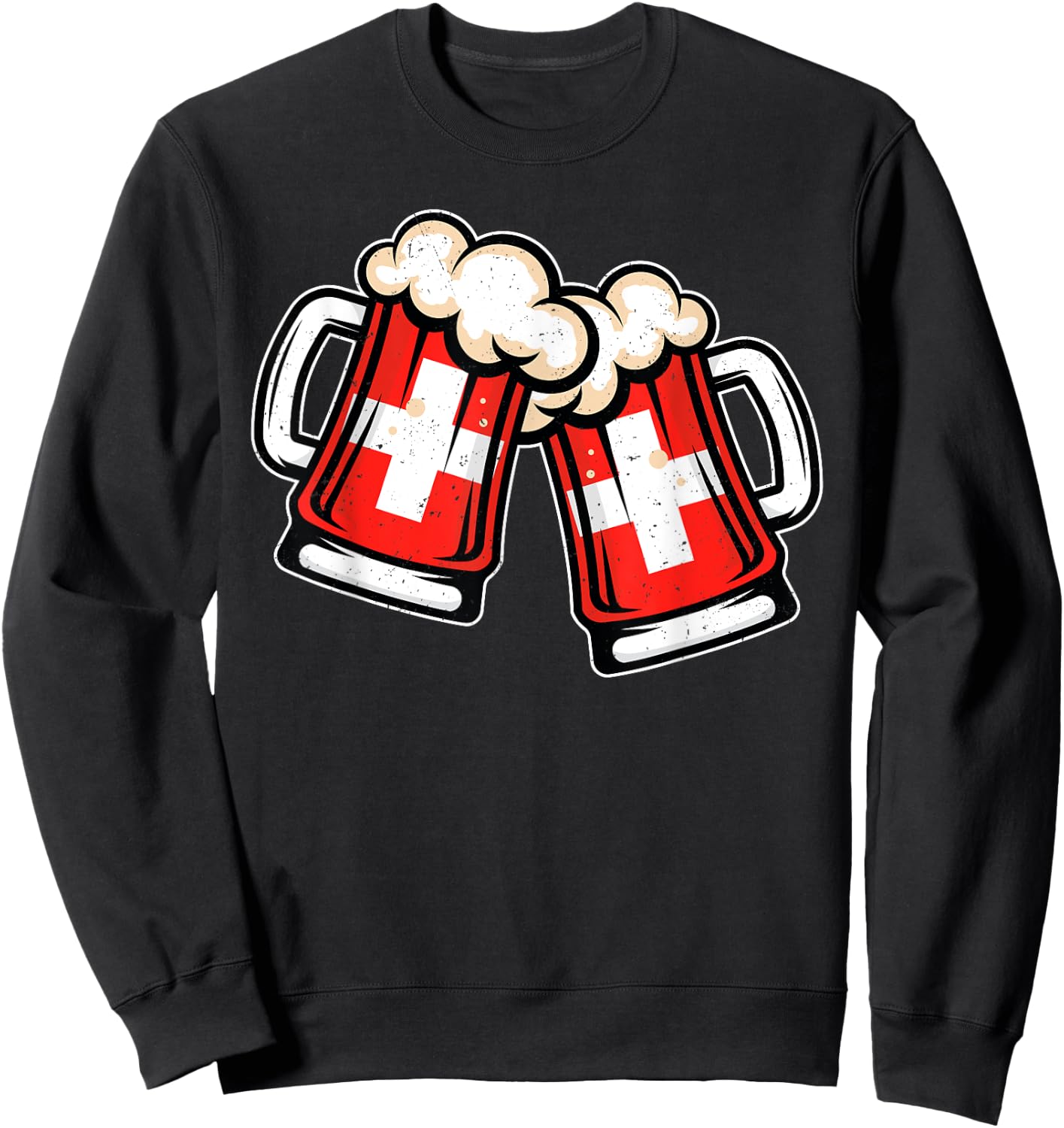 Switzerland Flag Beer Mug - Cool Swiss Beer Sweatshirt - Sweatshirt | Black