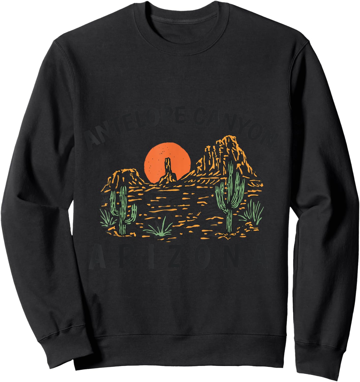 Retro Antelope Canyon Arizona Vintage Nature Design Outdoor Sweatshirt - Sweatshirt | Black