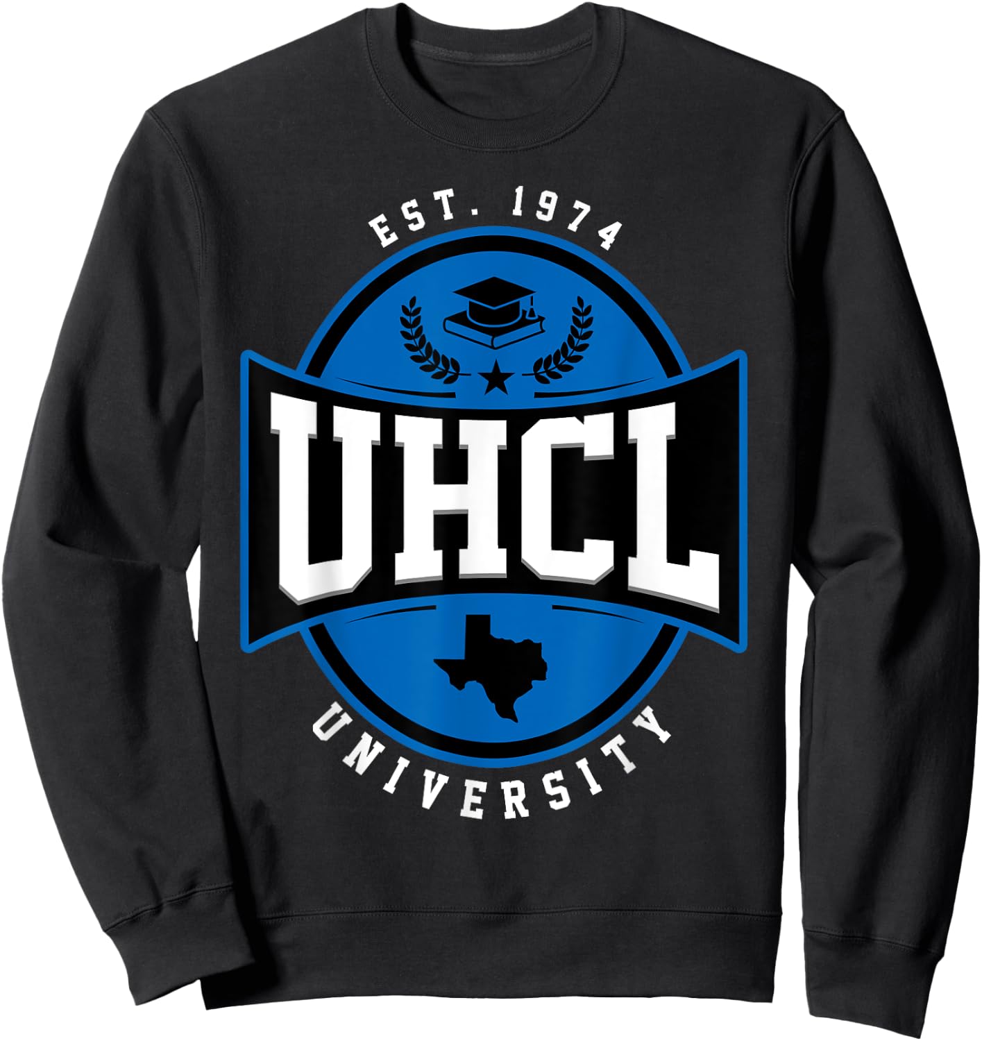 UHCL University Arch Vintage Design Retro Men Women Sweatshirt - Sweatshirt | Black