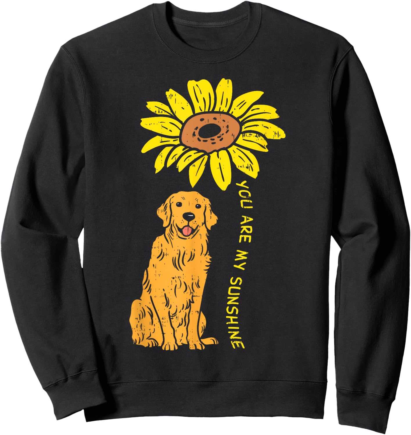 Sunflower Sunshine Golden Retriever Pet Dog Girls Women Gift Sweatshirt - Sweatshirt | Black