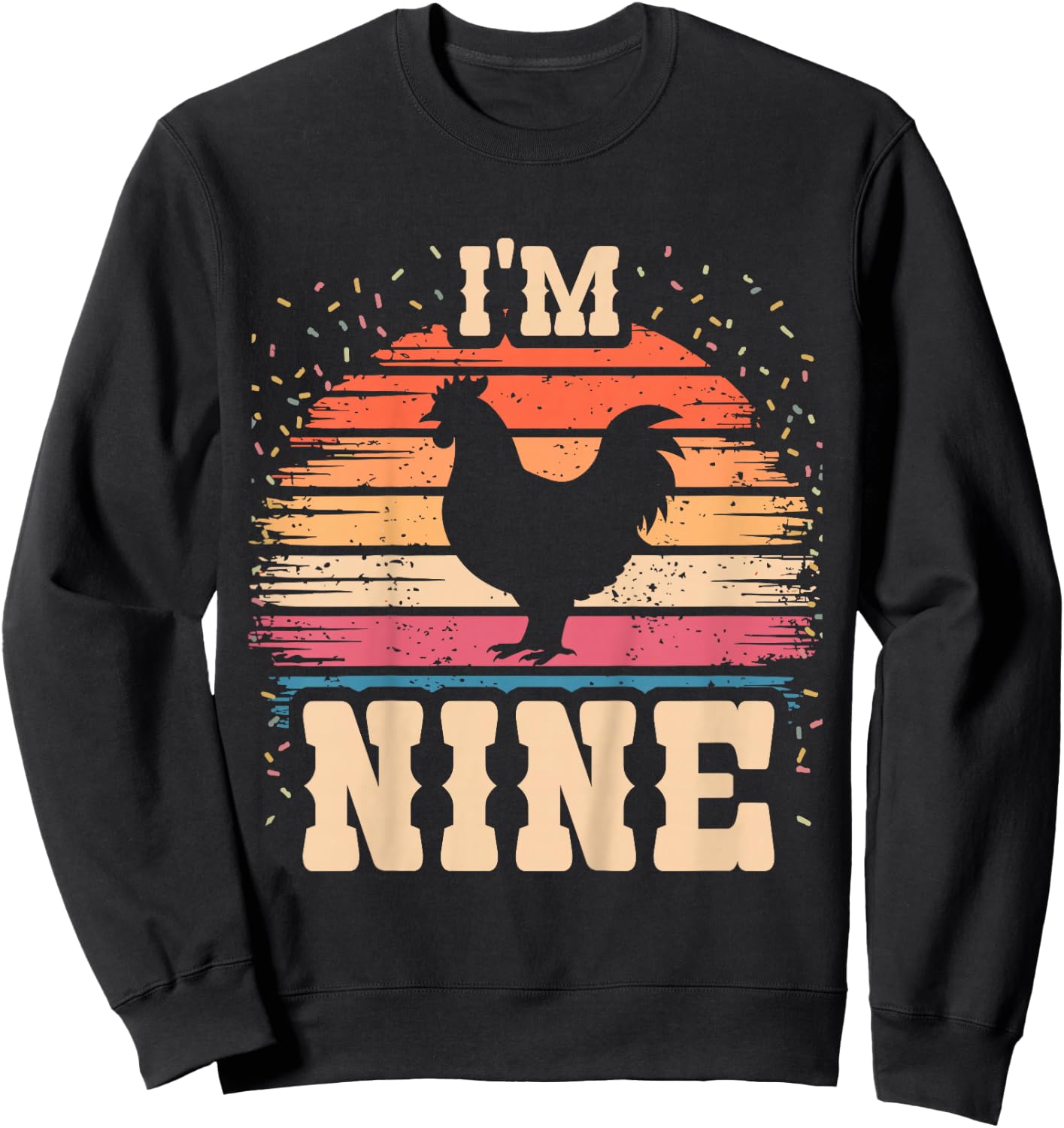 Chicken 9 Year Old Birthday Boy Girl 9th Chicken Birthday Sweatshirt - Sweatshirt | Black