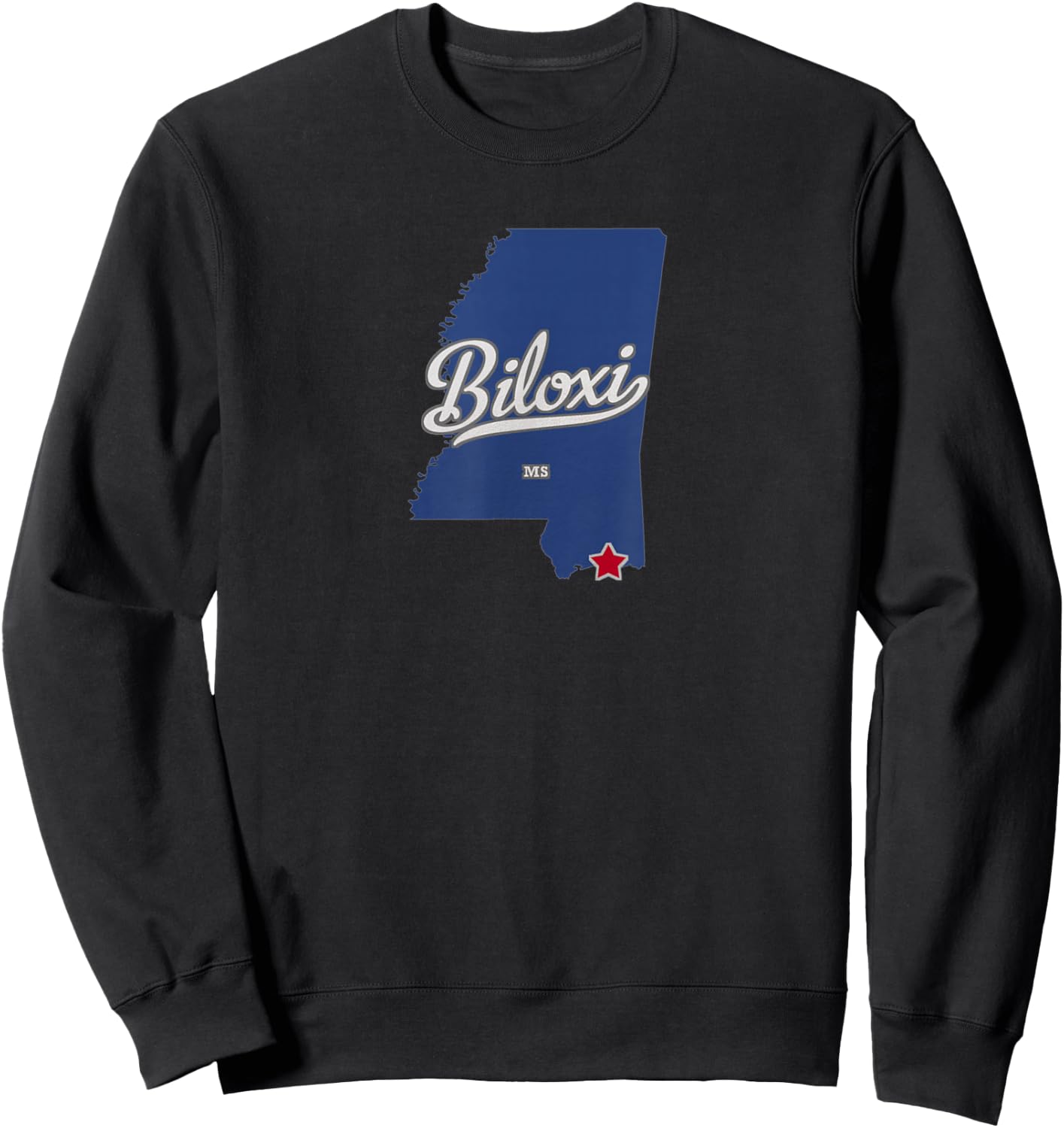 Biloxi Mississippi MS Map Sweatshirt - Sweatshirt | Black