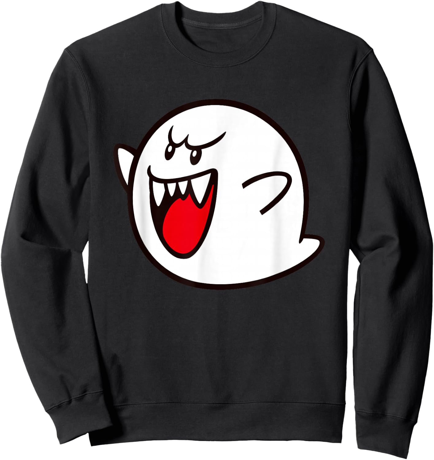 Super Mario Boo Spooky Big Character Icon Sweatshirt - Sweatshirt | Black
