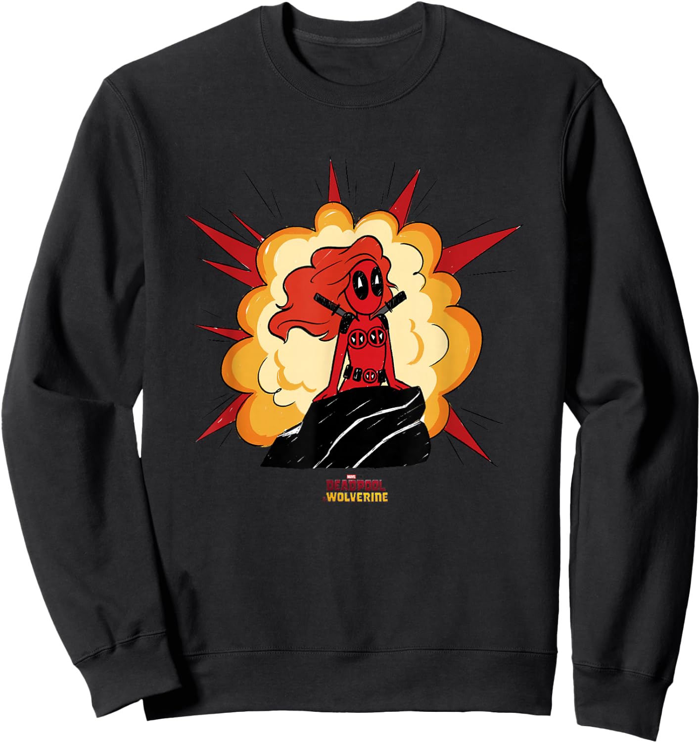 Marvel Deadpool & Wolverine Mermaid Deadpool Comic Blast Sweatshirt - Sweatshirt | Black