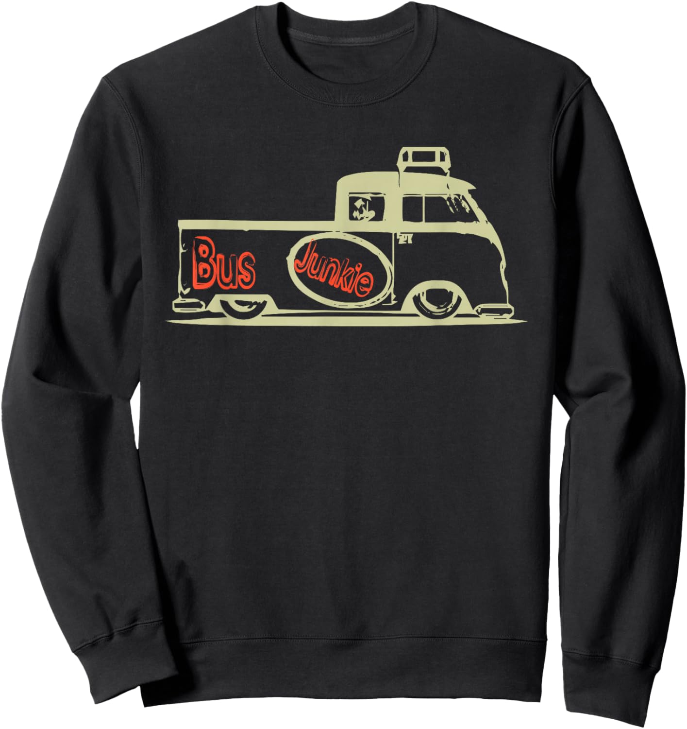 Bus Junkie: Double Cab Truck Bus Van Car Auto Hippie Sweatshirt - Sweatshirt | Black