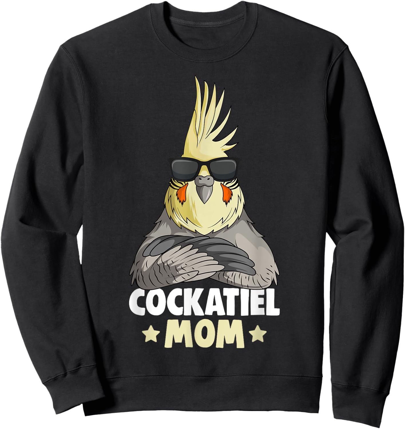 Cute Bird Lover Apparel & Gift Ideas Cockatiel Mom Women's Black Small Modern Sweatshirt - Sweatshirt | Black