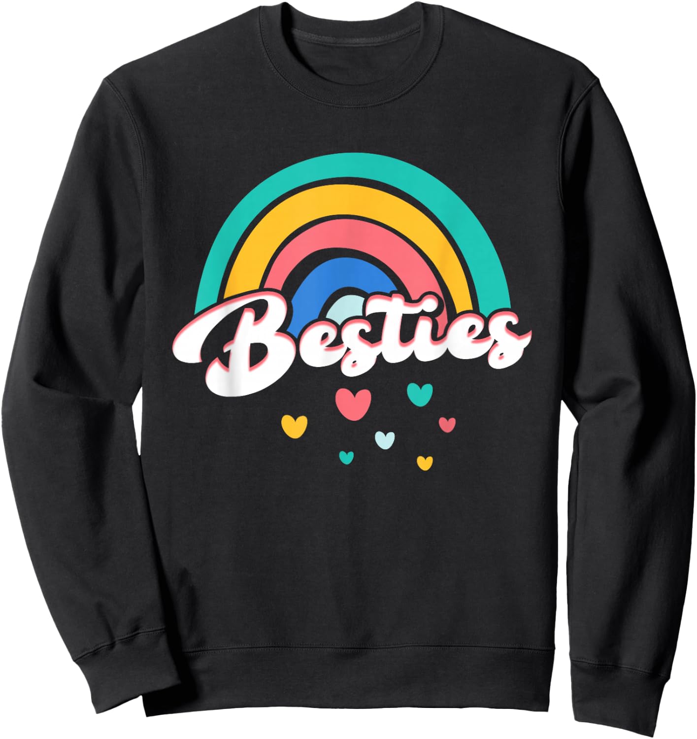 Besties Regenbogenherzen | Freundschaft Freunde Mädchen Sweatshirt - Sweatshirt | Black