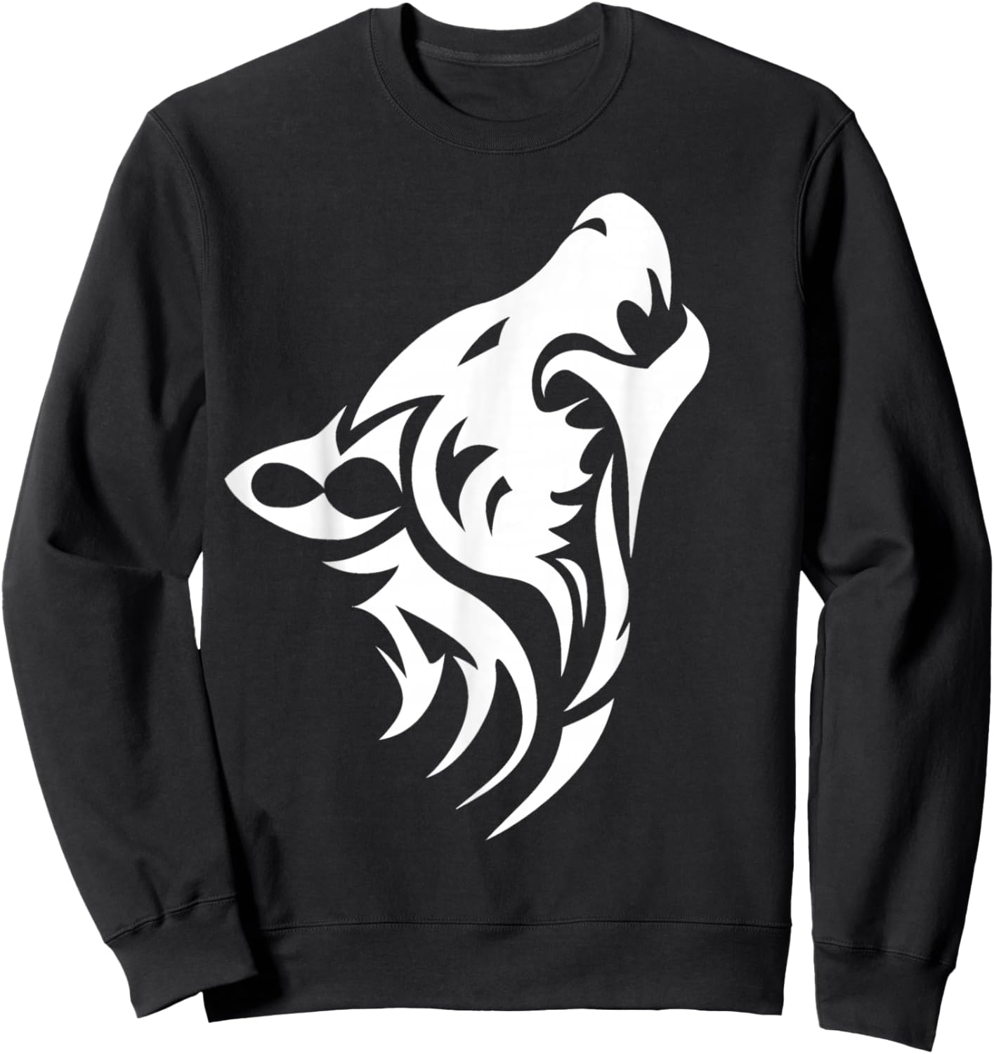 Wild Wolf -Vintage Howling White Wolf Face Shirt Sweatshirt - Sweatshirt | Black