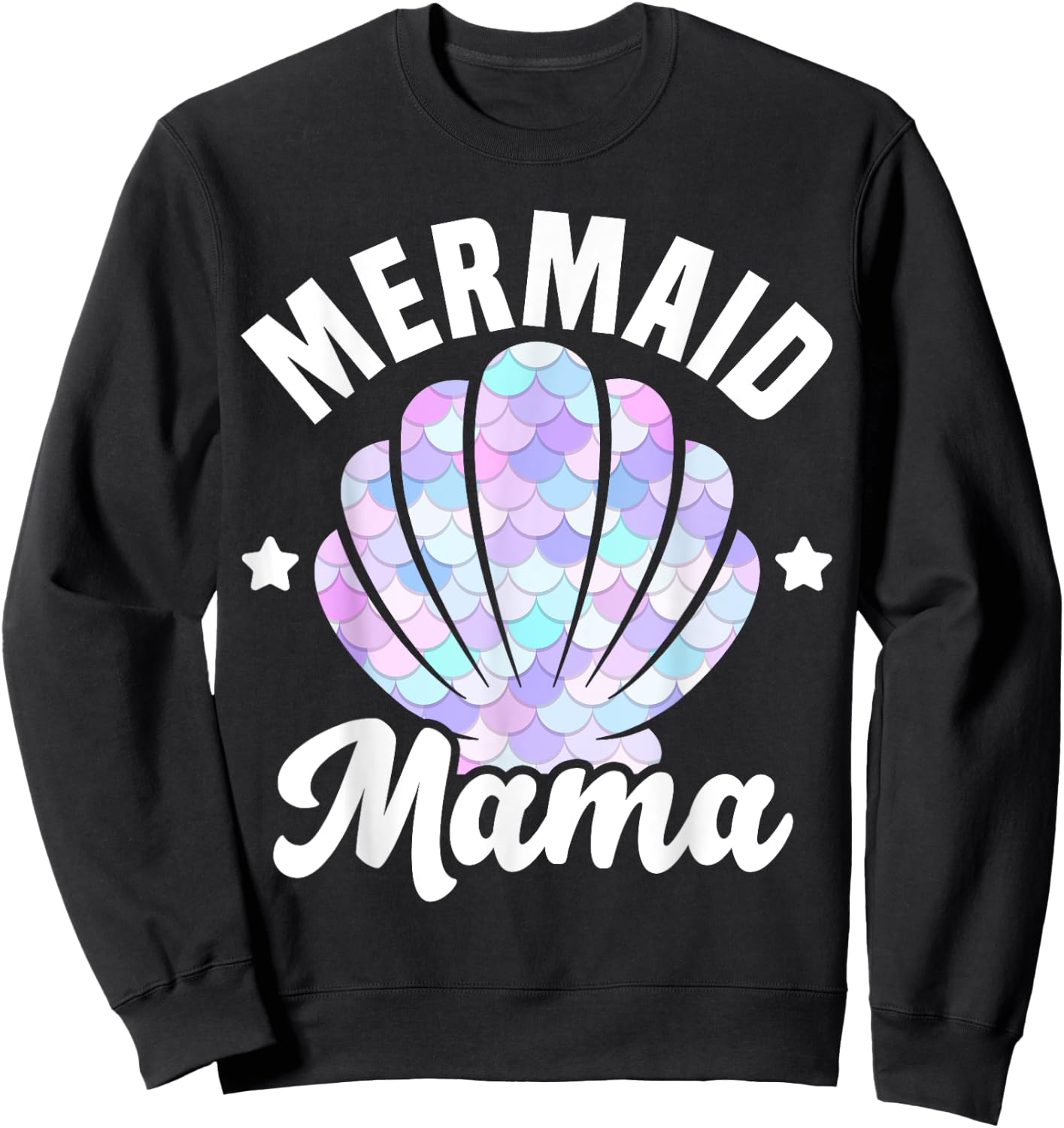 Mermaid Mama Seashell Matching Mermaid Squad Birthday Party Sweatshirt - Sweatshirt | Black