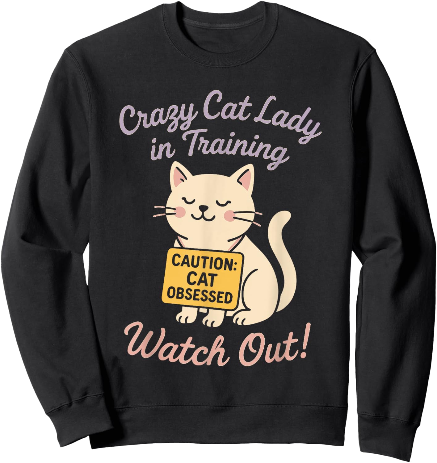 Future Crazy Cat Lady Cute Feline Obsession Quirky Cat Life Sweatshirt - Sweatshirt | Black