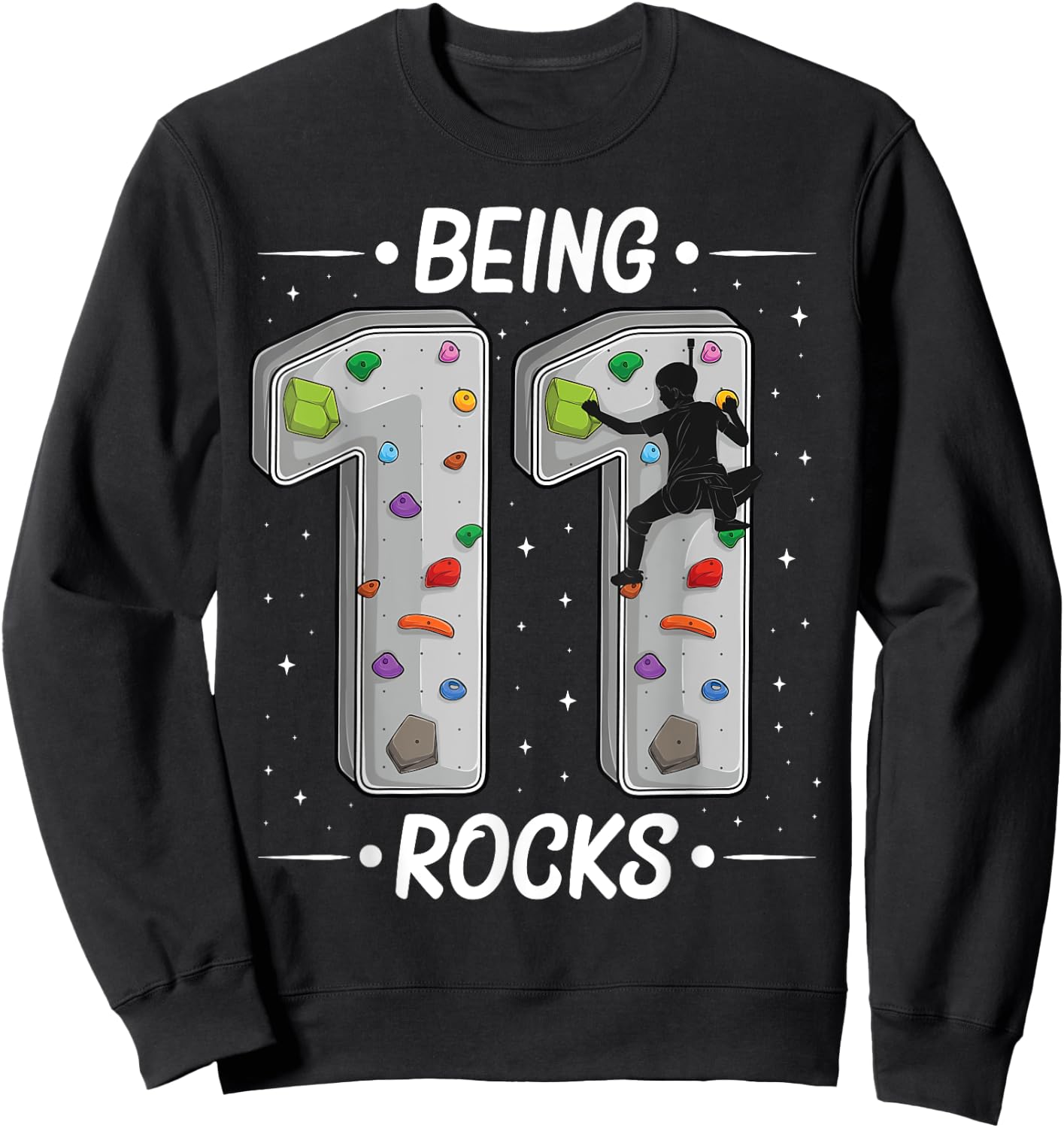 11 year old rock climbing 11th birthday Adventures Climber Sweatshirt - Sweatshirt | Black