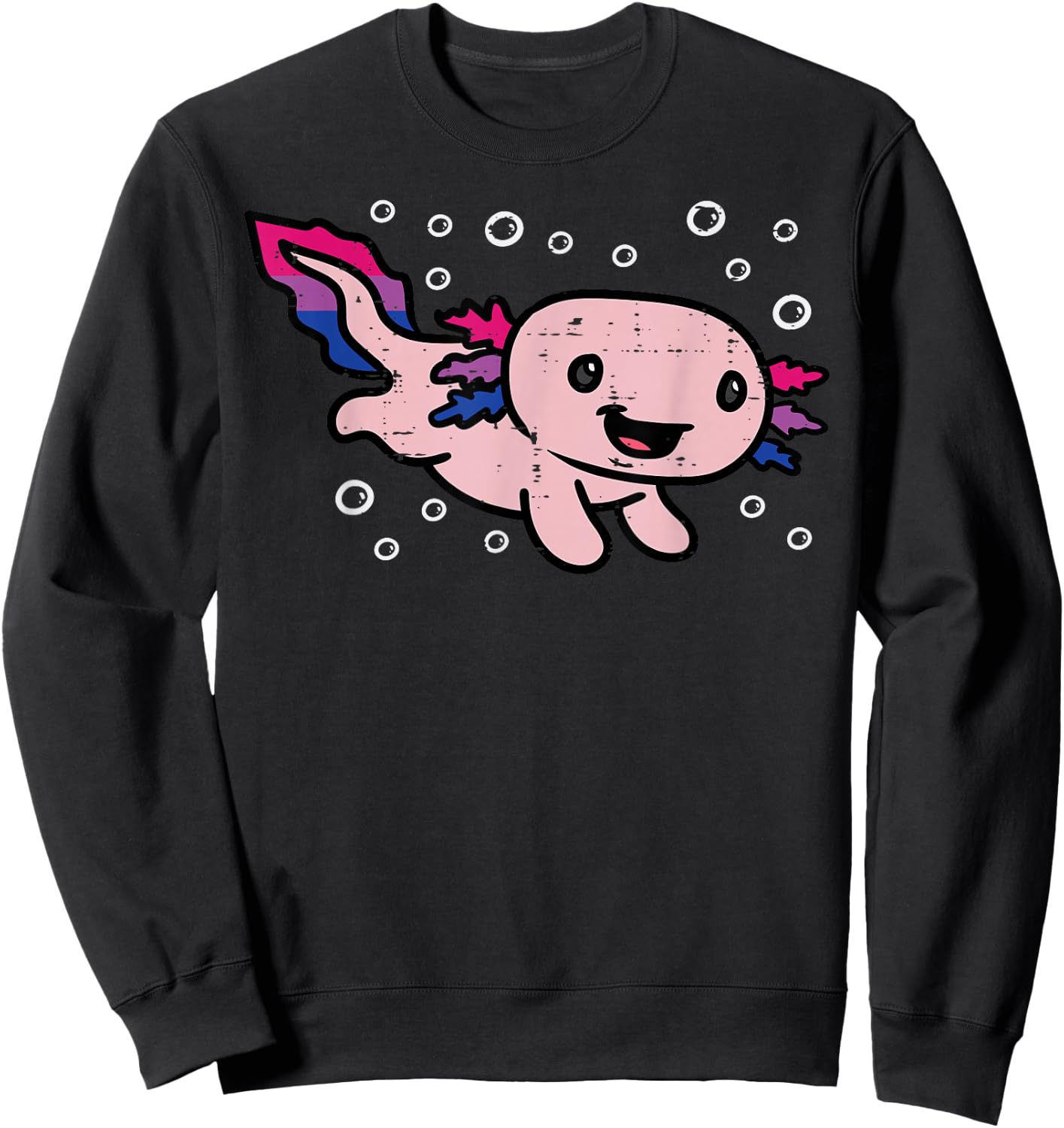 Bisexual Axolotl Bi Pride Flag Bisexuality LGBTQ Women Men Sweatshirt - Sweatshirt | Black