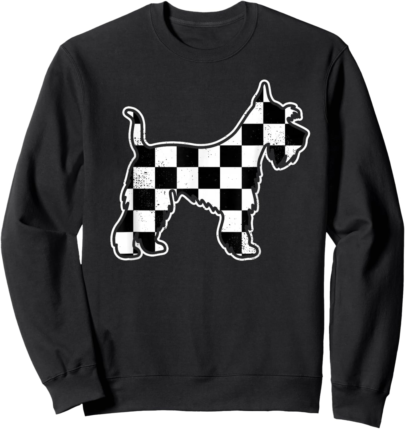 Checkered Dog Schnauzer Dad Vintage Race Car Flag Schnauzer Sweatshirt - Sweatshirt | Black