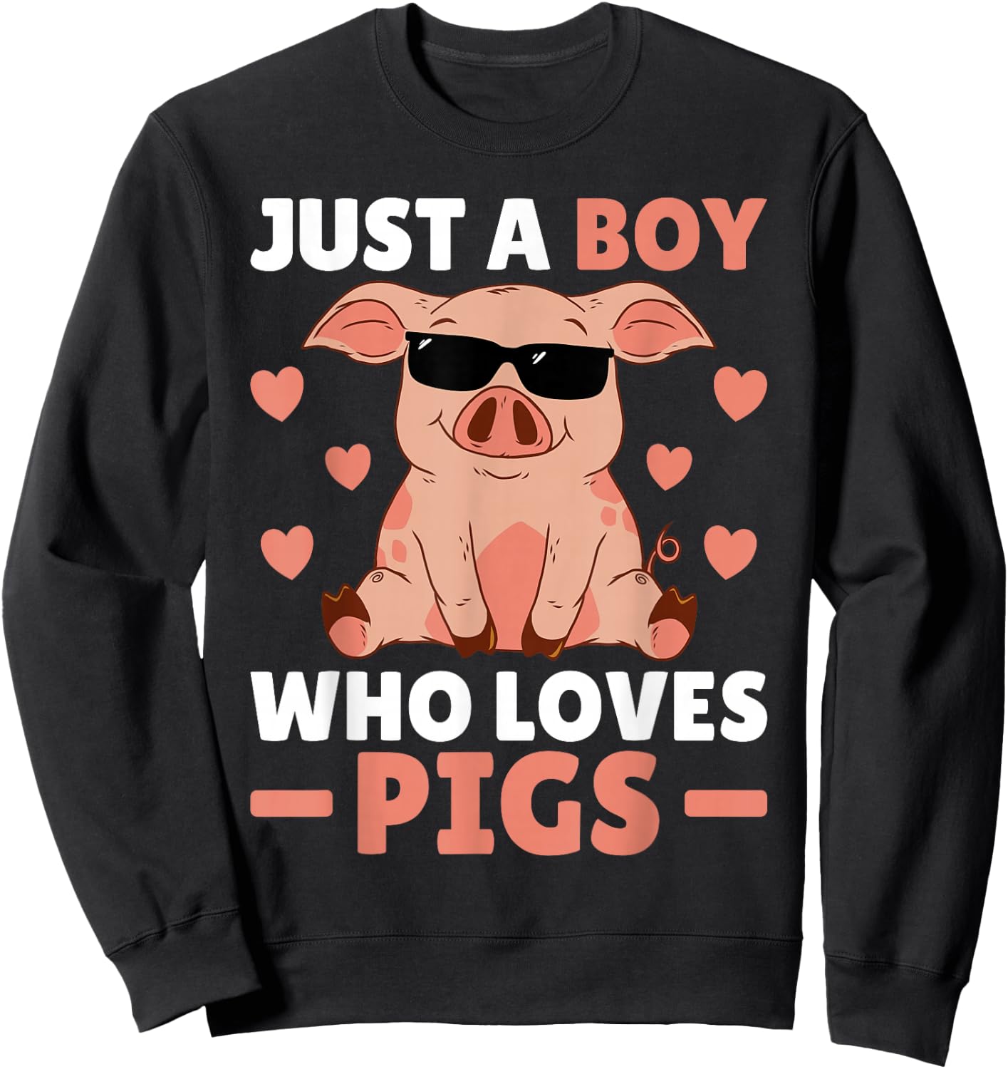 Just A Boy Who Loves Pigs Men Pig Lovers Pig Stuff Farmer Sweatshirt - Sweatshirt | Black