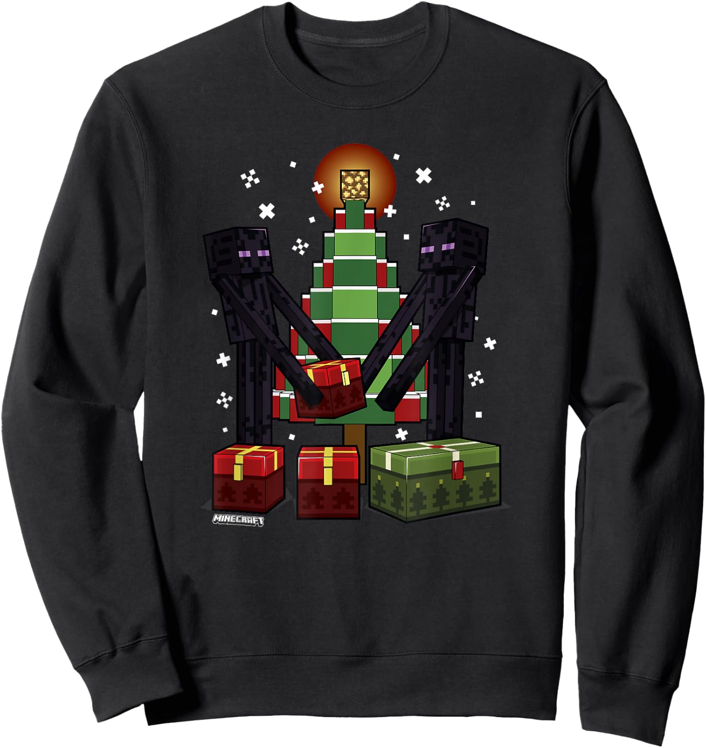 Minecraft Christmas Enderman Gift Giving , blue Sweatshirt - Sweatshirt | Black
