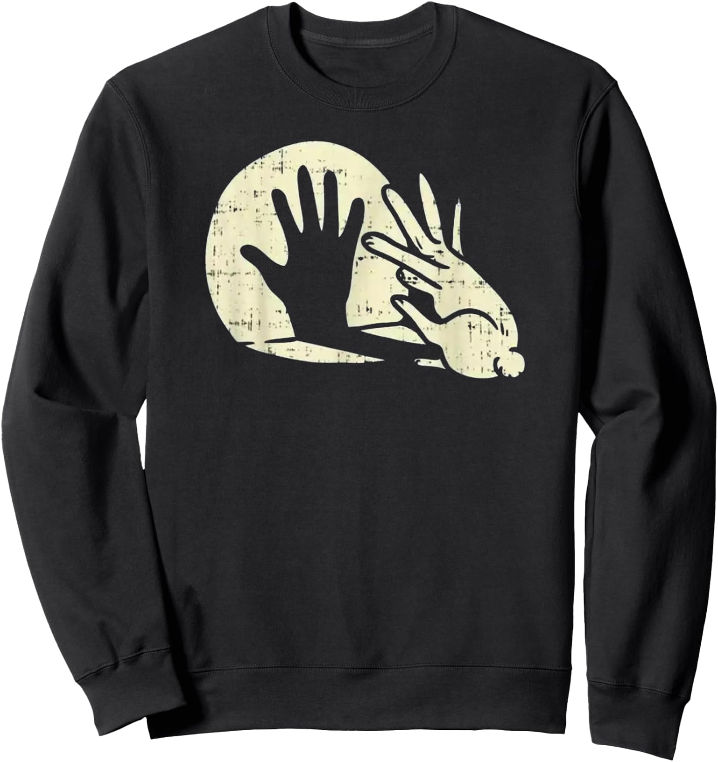 Bunny Shadow Puppeteer - Funny Rabbit Hand Shadow Sweatshirt - Sweatshirt | Black