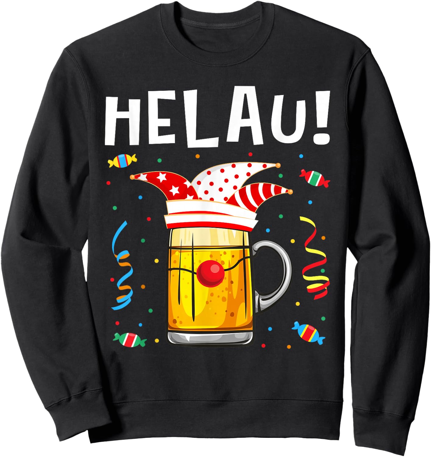 Carnival Costume Carnival Costume Jester Cap Beer Helau , black Sweatshirt - Sweatshirt | Black