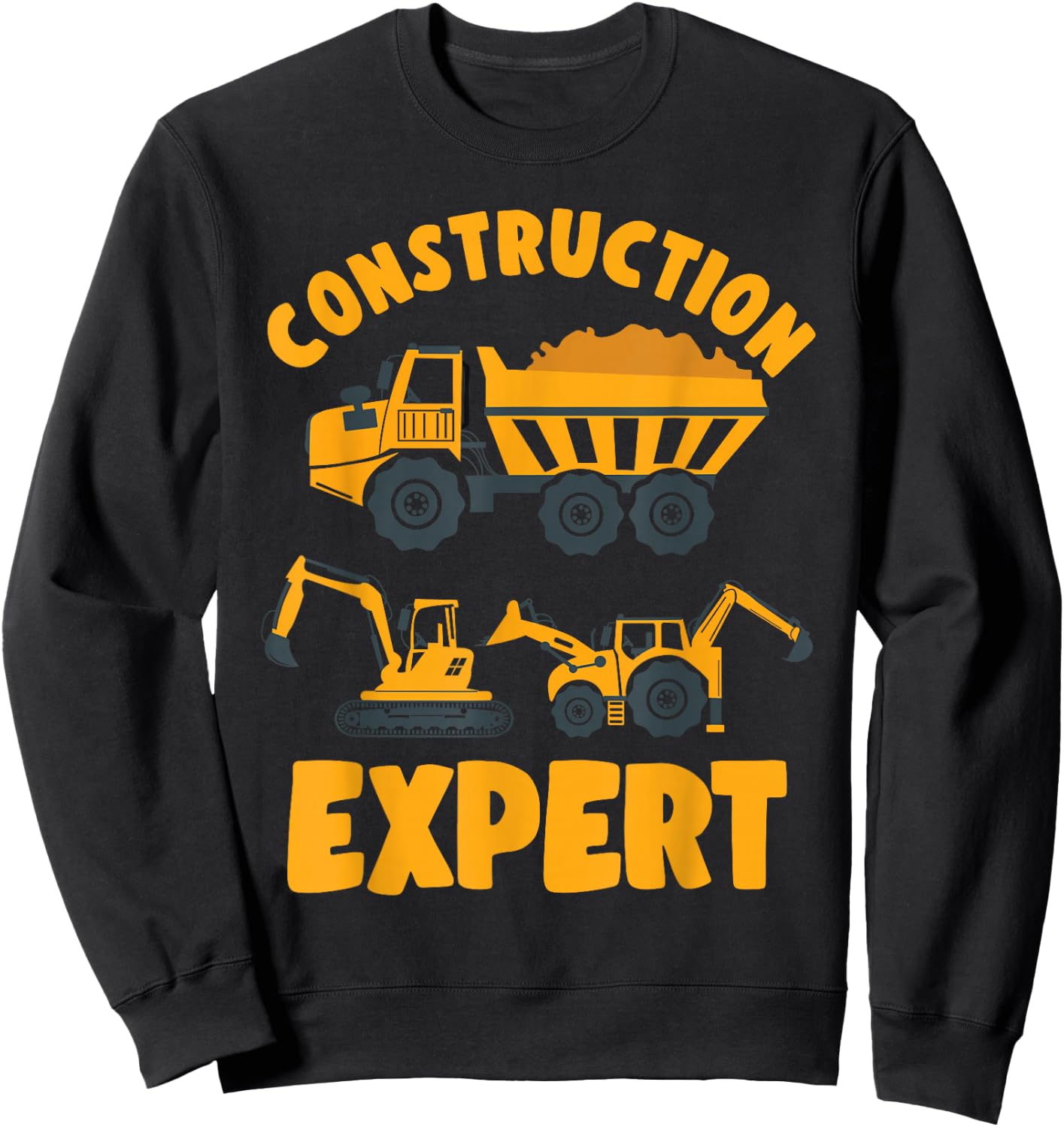 Construction Truck Excavator Excavator Expert for Boys Toddlers Sweatshirt - Sweatshirt | Black