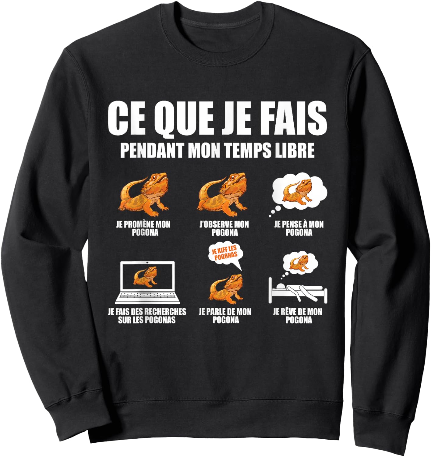 funny Gift passionate bearded dragon pogona reptile , Black, S Sweatshirt - Sweatshirt | Black