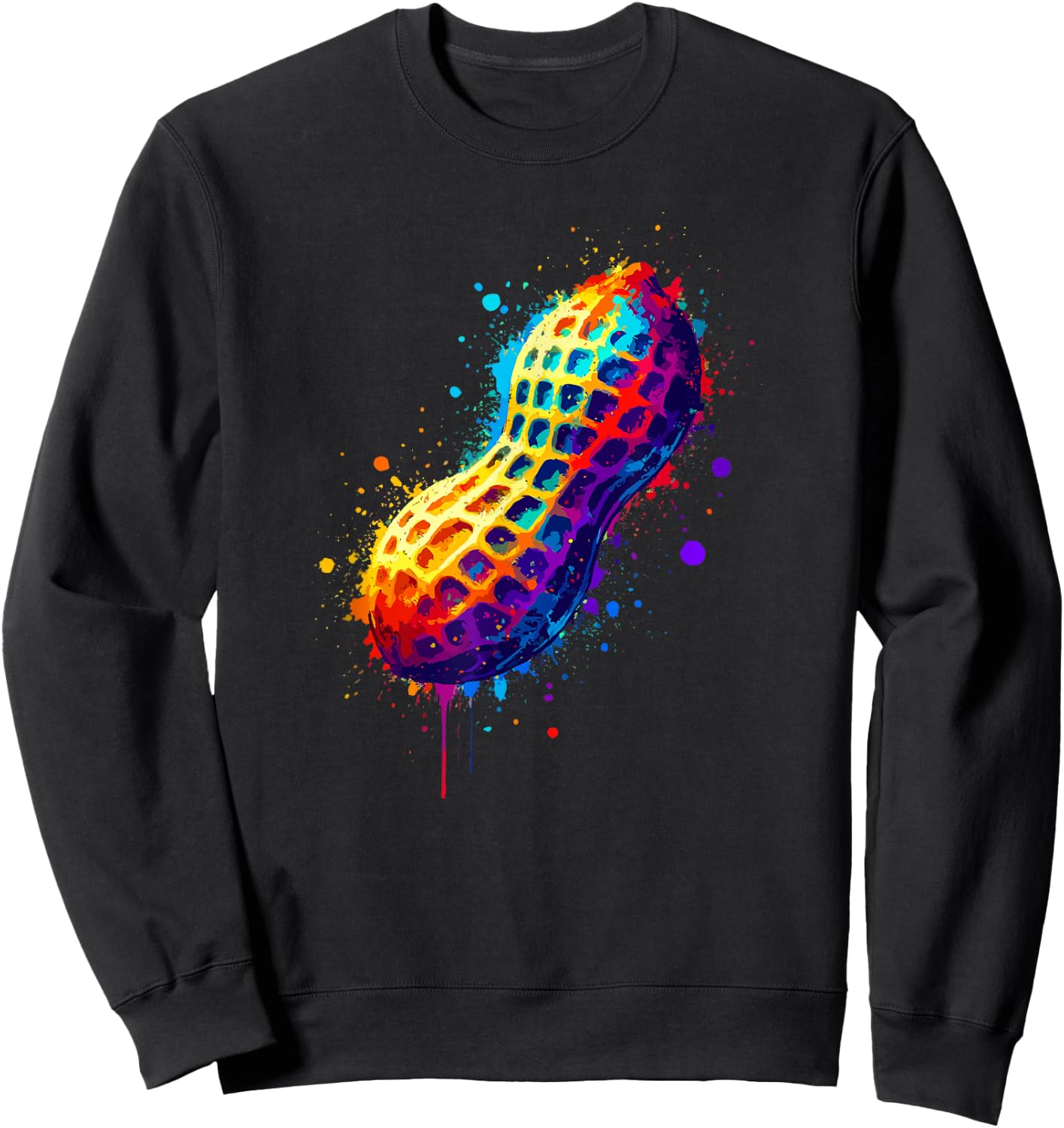 Colorful Splash Art Peanut Peanuts , Black, S Sweatshirt - Sweatshirt | Black