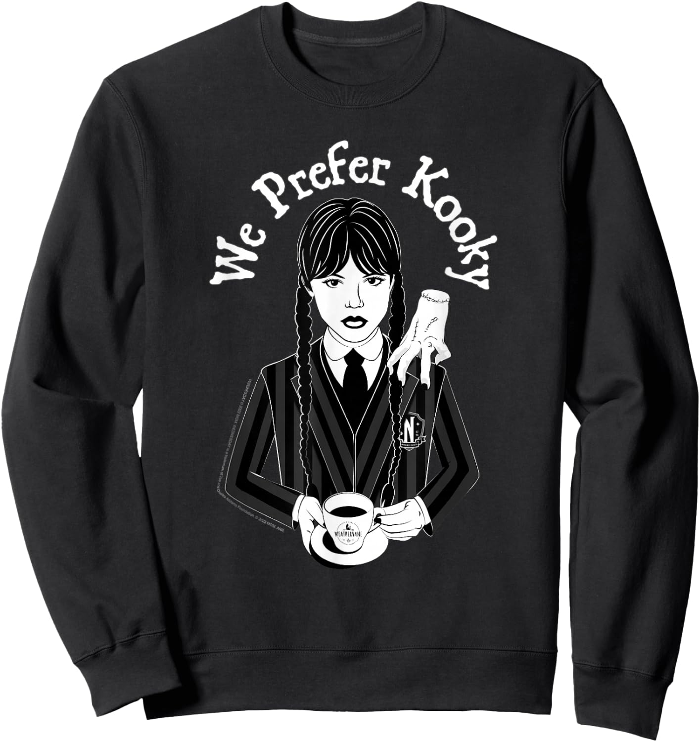 Wednesday & Thing We Prefer Kooky Black & White Portrait Sweatshirt - Sweatshirt | Black