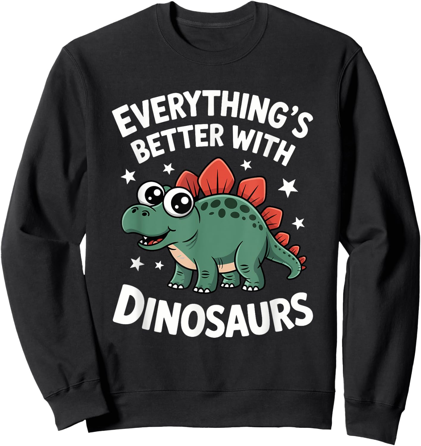 Cute Stegosaurus Lover Adults or Kids Boys Girls Dinosaur Sweatshirt - Sweatshirt | Black