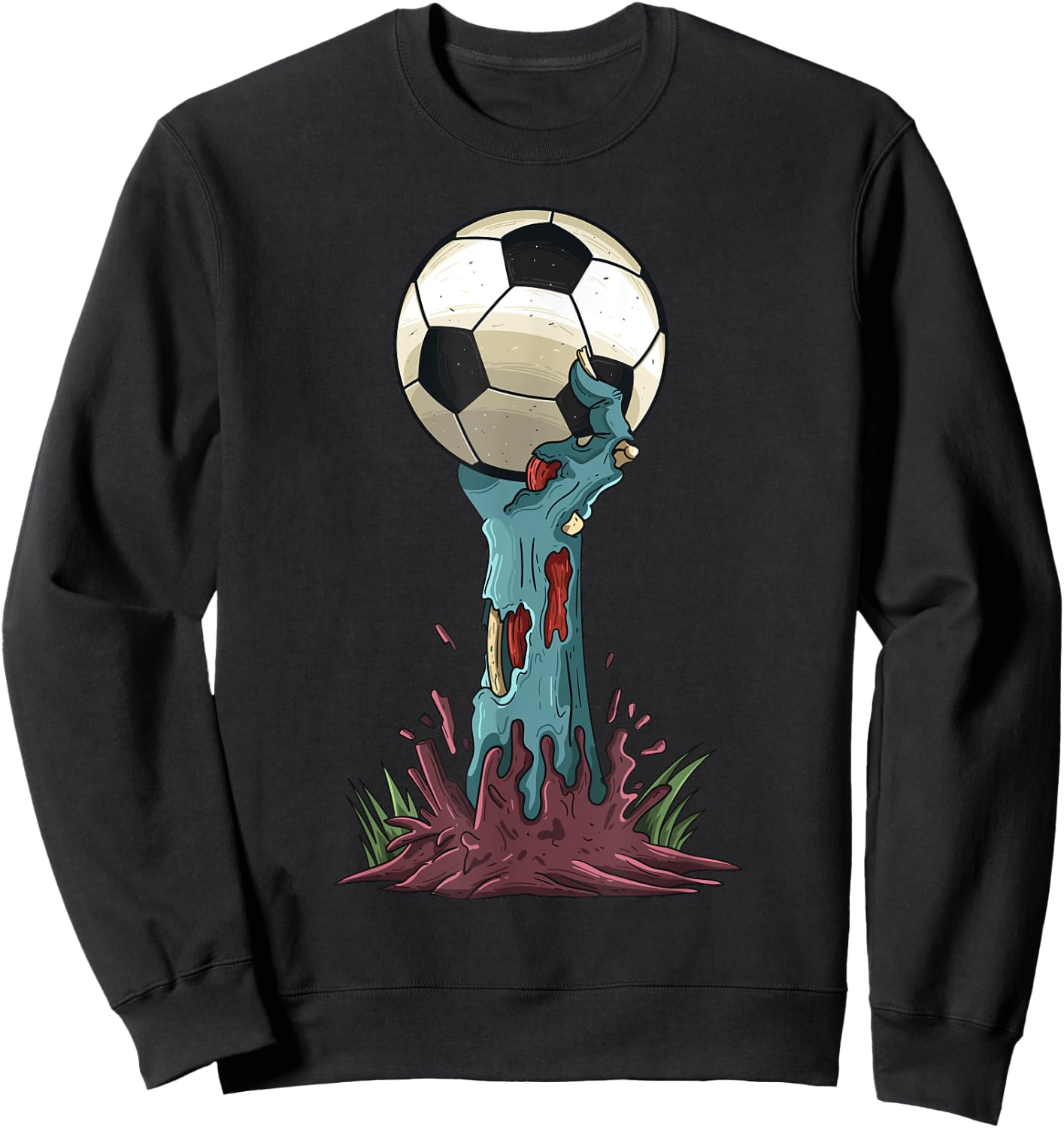 Zombie Hands Soccer Funny Horror Scary Halloween Costume Sweatshirt - Sweatshirt | Black