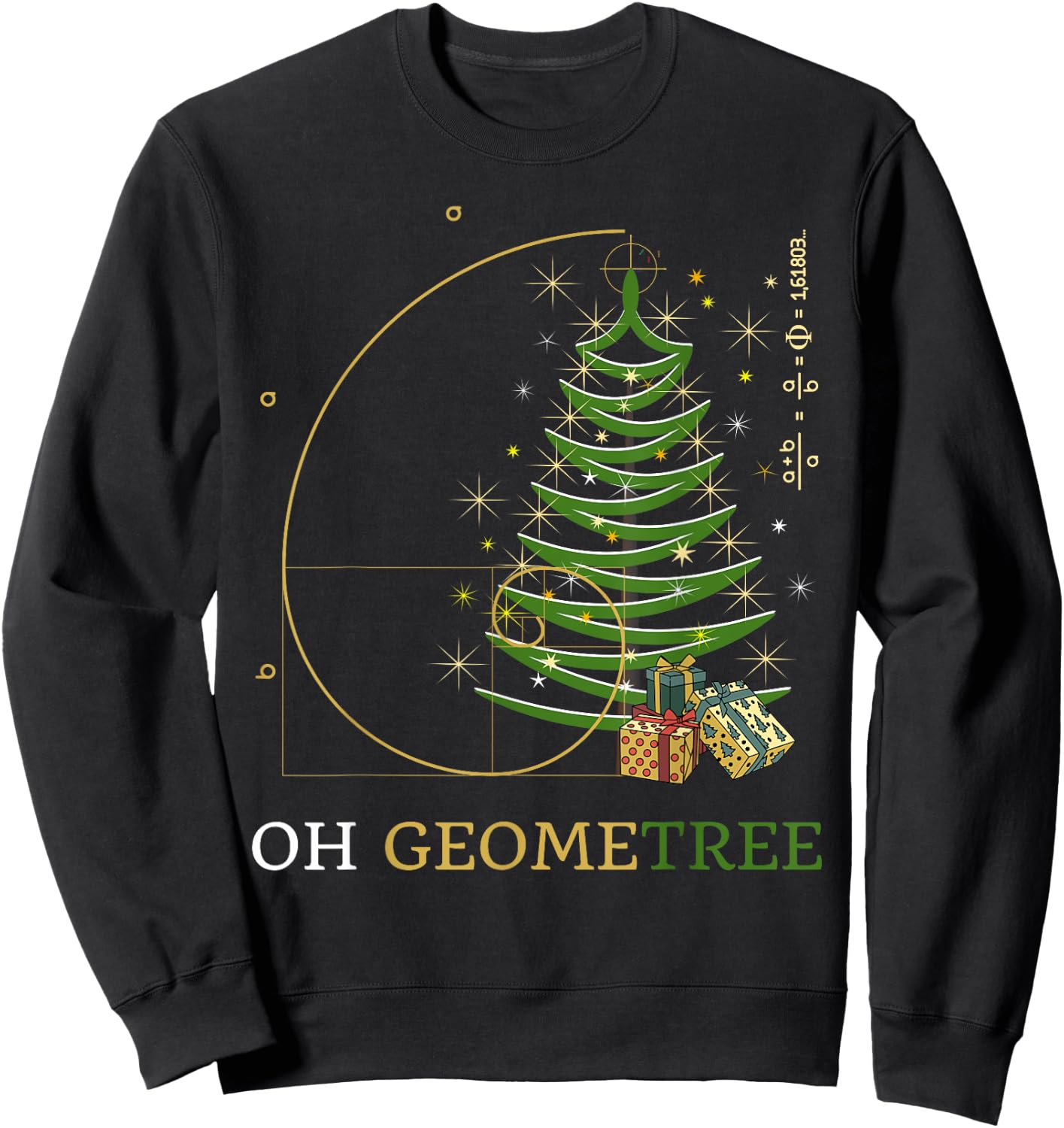Oh Geometree. Geometree funny math Fibonacci Christmas Tree Sweatshirt - Sweatshirt | Black