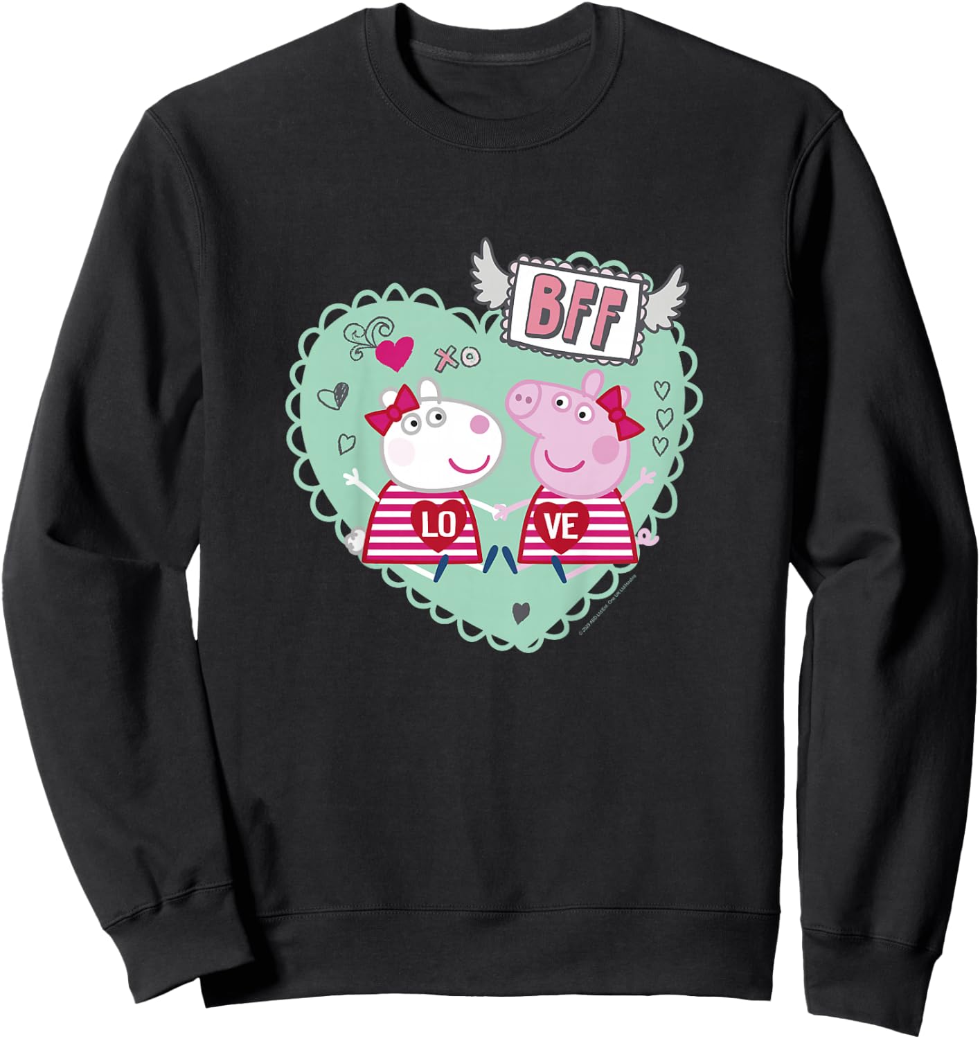Peppa Pig Valentine's Day BFF Love Peppa & Suzy Heart Stamp Sweatshirt - Sweatshirt | Black
